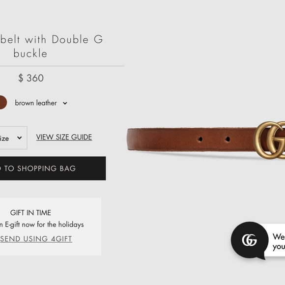 Brown Leather Gucci Belt with Double G Buckle